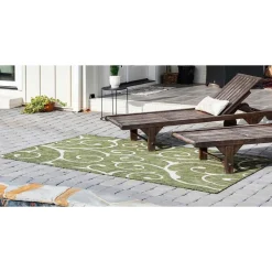 Terrassen Teppich in Oliv Grün und Cremeweiß - Duran