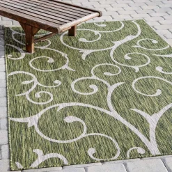 Terrassen Teppich in Oliv Grün und Cremeweiß - Duran