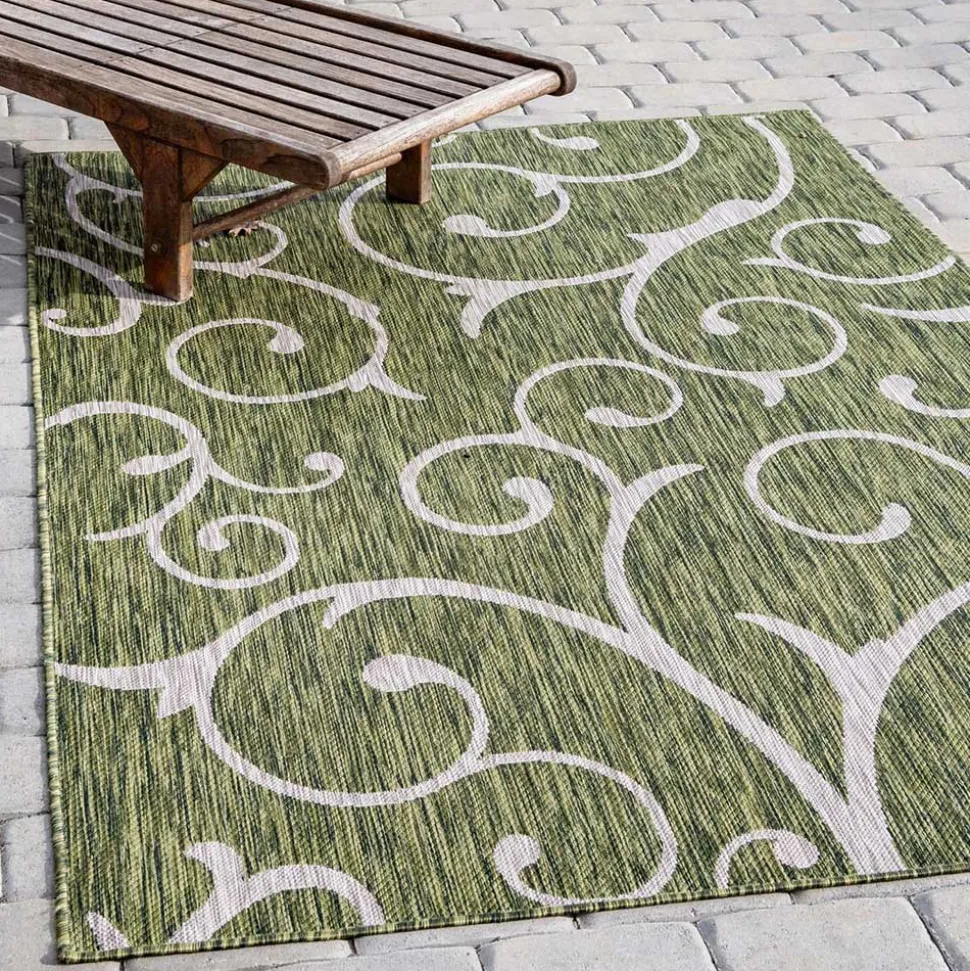 Terrassen Teppich in Oliv Grün und Cremeweiß - Duran