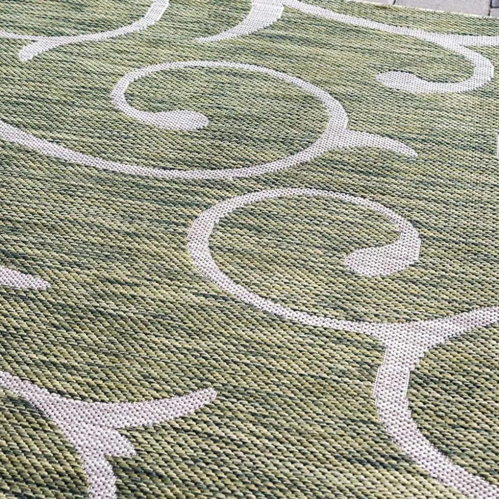 Terrassen Teppich in Oliv Grün und Cremeweiß - Duran