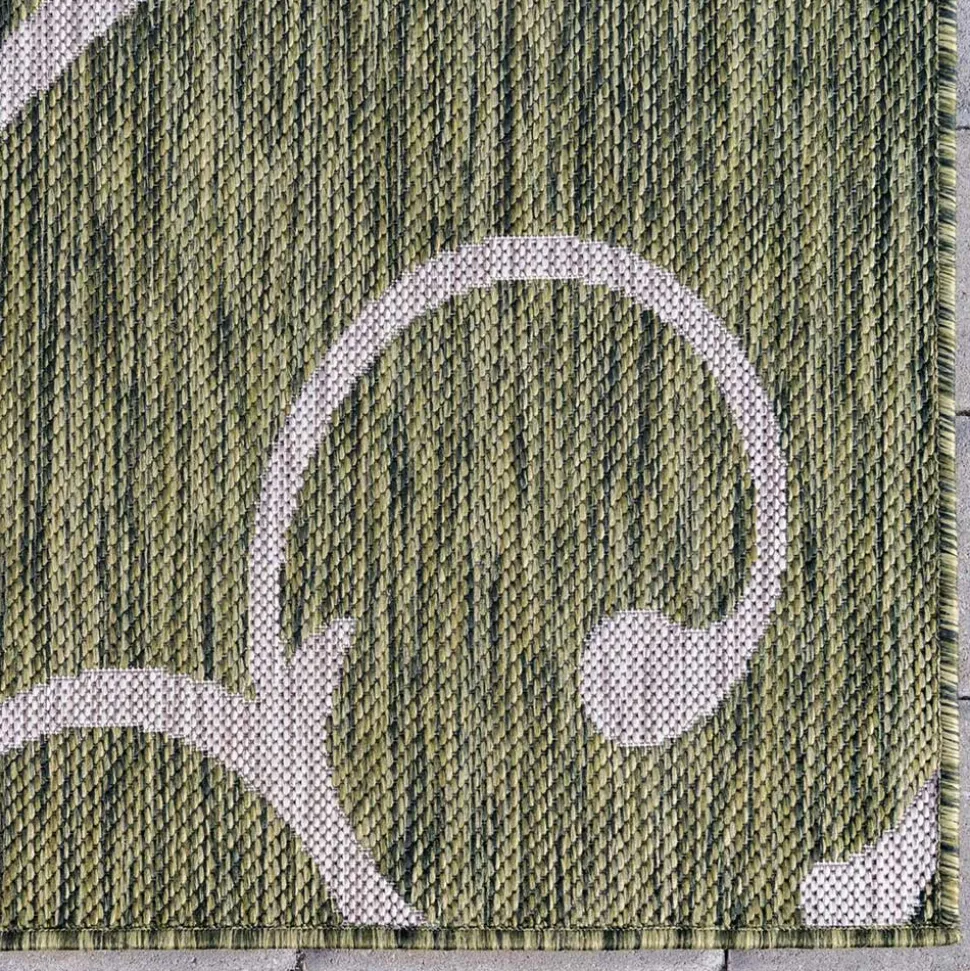 Terrassen Teppich in Oliv Grün und Cremeweiß - Duran