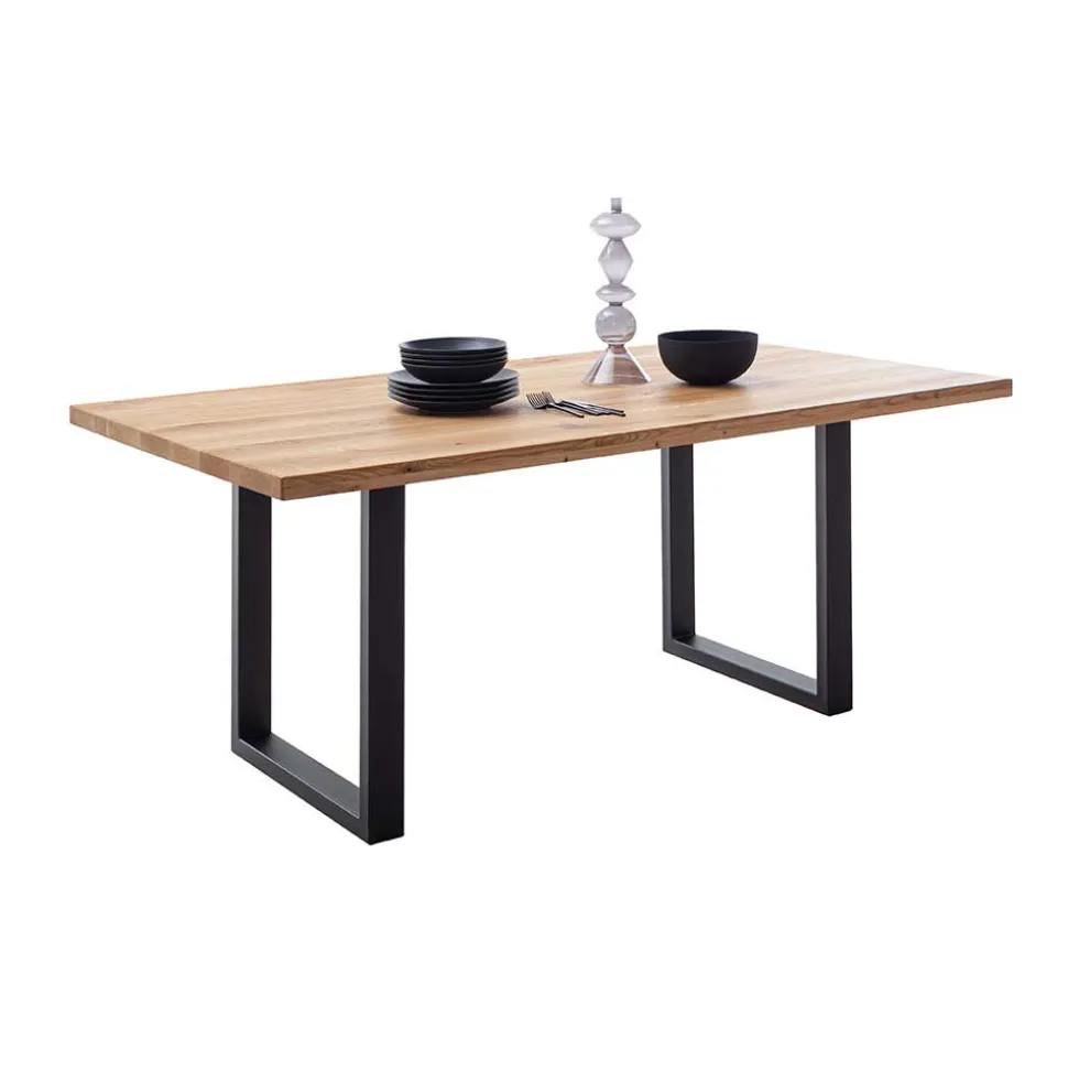 Tisch mit Wildeiche Massivholzplatte - Guven