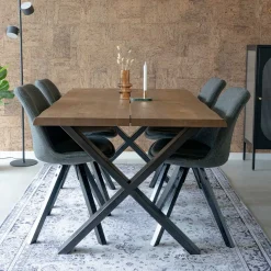 Tisch mit X-Füßen & Stühle - Morescan (fünfteilig)