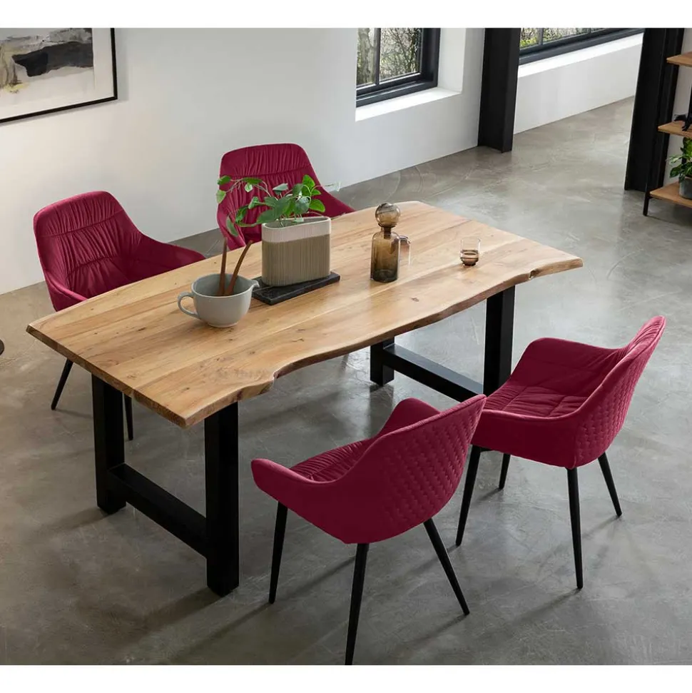 Tischgruppe mit vier roten Stühlen - Syrec (fünfteilig)