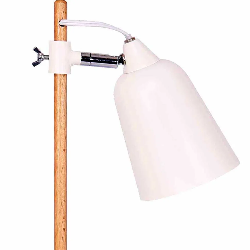 Tischleuchte in Weiß Metall & Natur Holz - Tilla