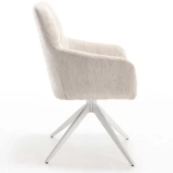 Tischsessel in Creme Strukturstoff - Gonnya (2er Set)