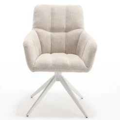 Tischsessel in Creme Strukturstoff - Gonnya (2er Set)