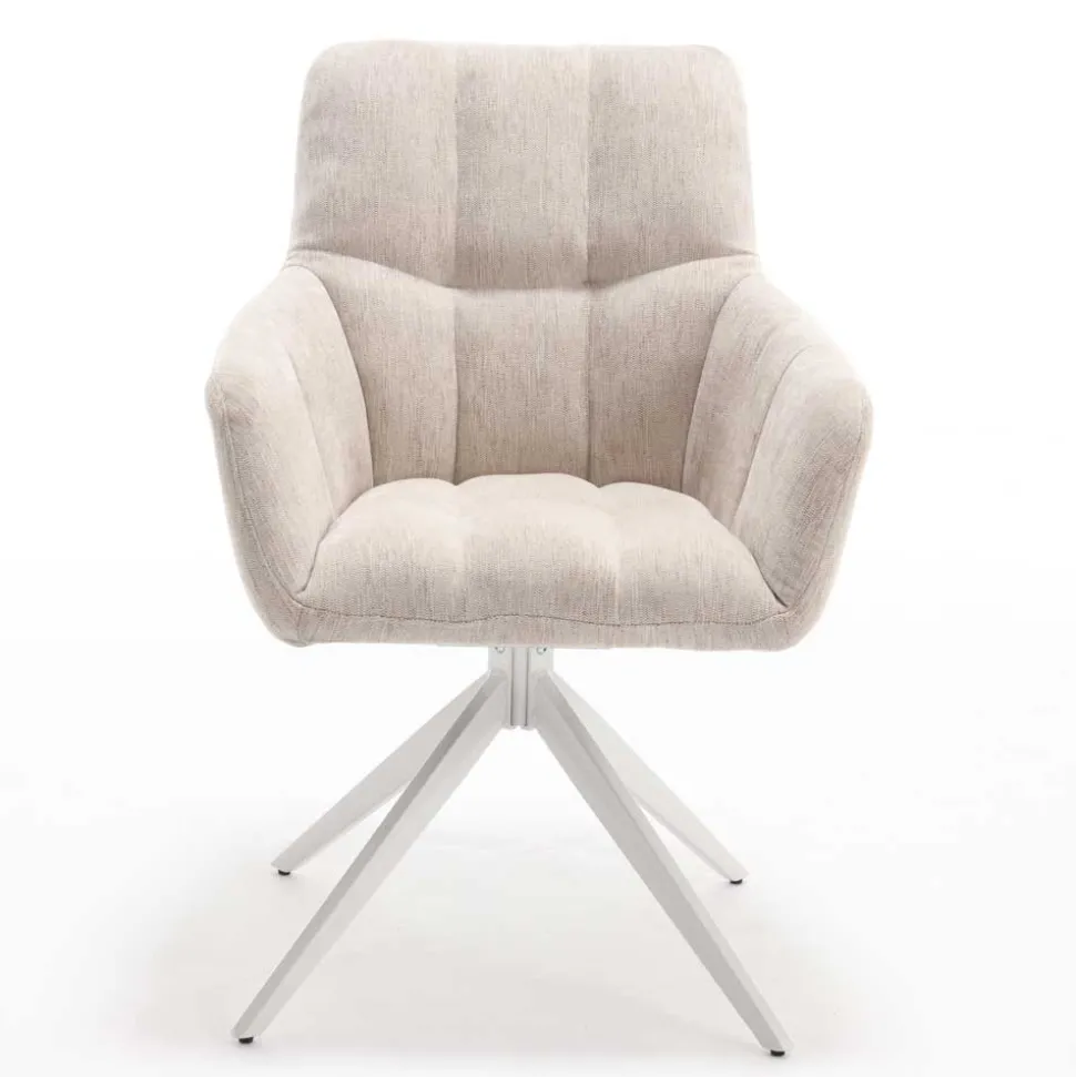 Tischsessel in Creme Strukturstoff - Gonnya (2er Set)