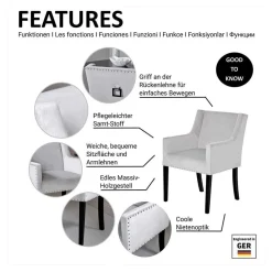 Tischsessel in Silbergrau Samt - Syriana