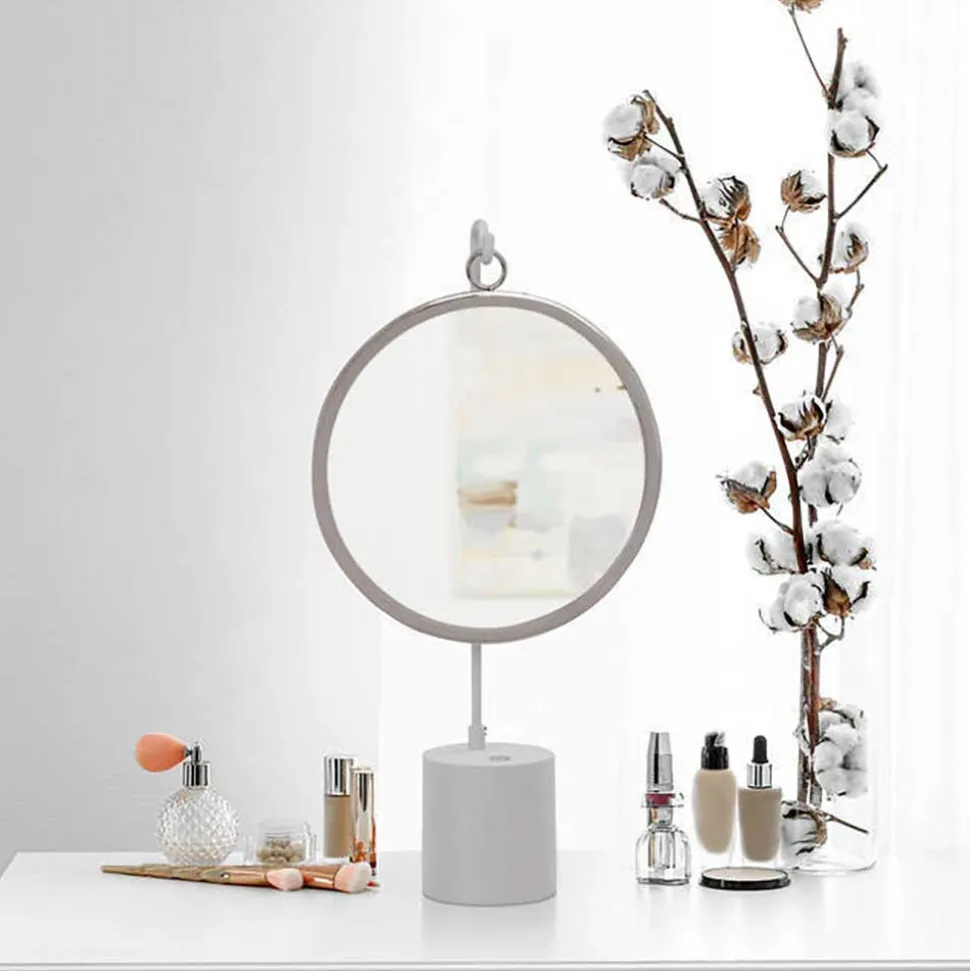 Tischspiegel in Silberfarben und Weiß - Cavan