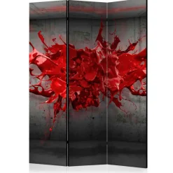 3-tlg Paravent Betonwand & rote Farbe - Zibao