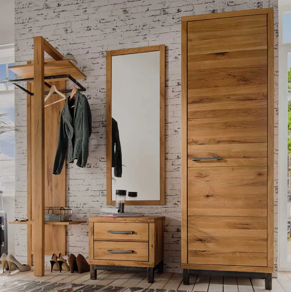 Tolle Garderobenmöbel aus Wildeiche - Mulcian (vierteilig)