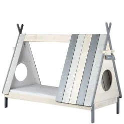 Tolles Zelt Kinderbett in Weiß & Grau - Tananoa