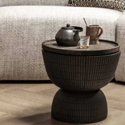 Tonfaser Beistelltisch in Dunkelbraun - Feregato