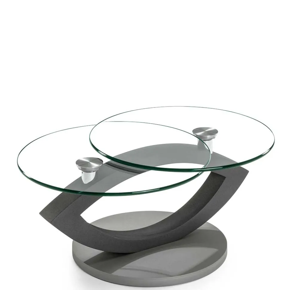 Topp Couchtisch mit 2 runden Glasplatten - Annely