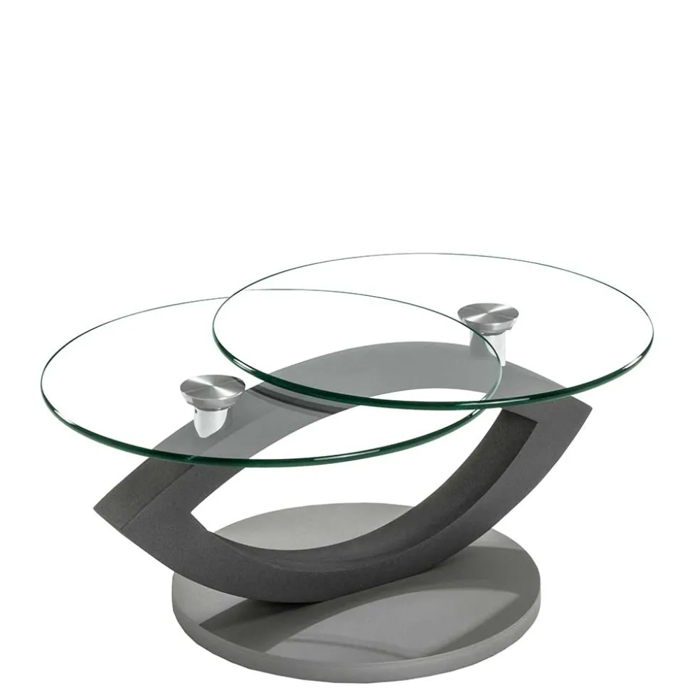 Topp Couchtisch mit 2 runden Glasplatten - Annely