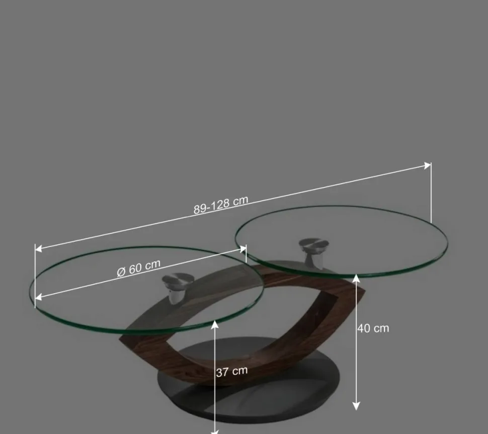 Topp Couchtisch mit 2 runden Glasplatten - Annely