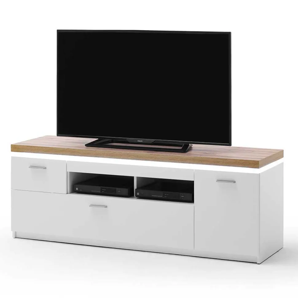 Topp TV Element in Weiß & Wildeiche mit LED - Caldri