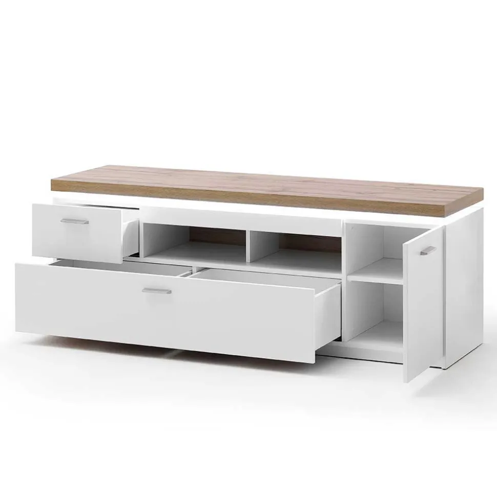 Topp TV Element in Weiß & Wildeiche mit LED - Caldri