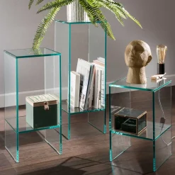 Transparente Blumensäulen aus Glas - Josie (dreiteilig)