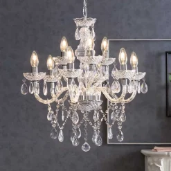 Transparenter Kronleuchter mit versetzten Lampen - Apel