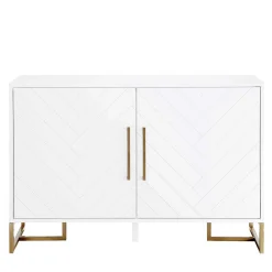 Türen-Kommode in Weiß und Gold - Nigava