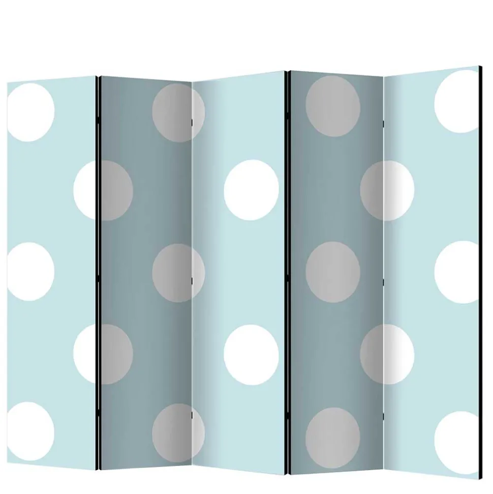 Trennwand Paravent in Hellblau mit weißen Punkten - Atlantis
