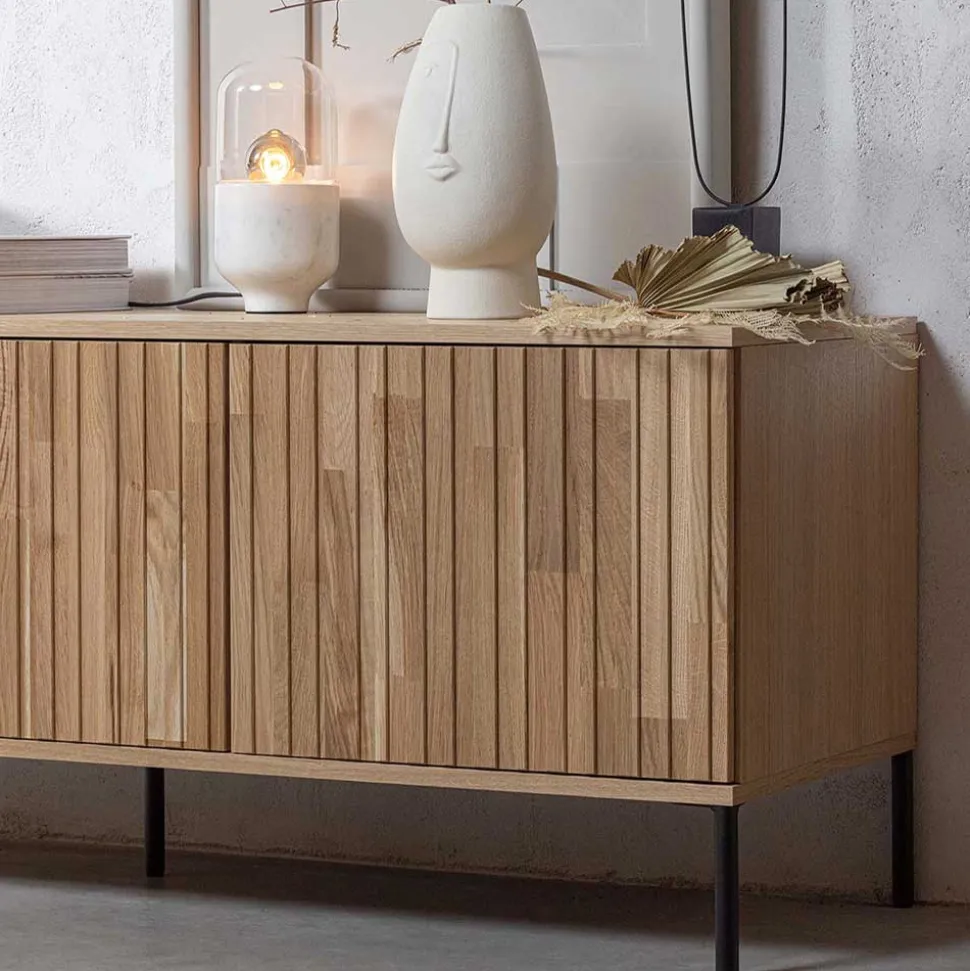 Türen-Sideboard in Eiche & Schwarz - Banyo