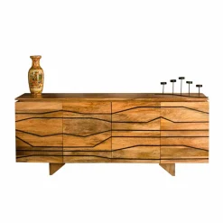 Türen-Sideboard mit toller Rillendesign Front Kentura aus Mango Massivholz