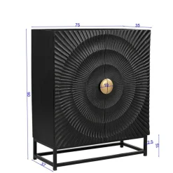 2-türige Kommode in Schwarz mit Gold - Oglio