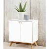 2-türige Kommode in Weiß mit Eiche - Kolreva
