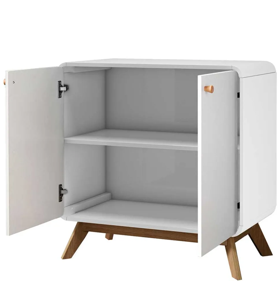 2-türige Kommode in Weiß mit Eiche - Kolreva