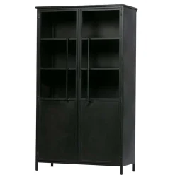 2-türige Metall Vitrine in Schwarz - Ponnya