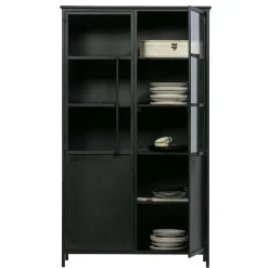 2-türige Metall Vitrine in Schwarz - Ponnya