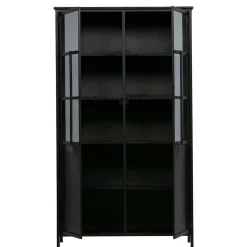2-türige Metall Vitrine in Schwarz - Ponnya