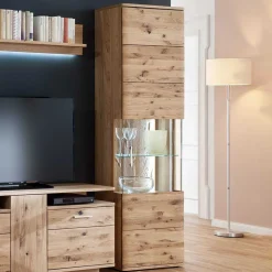 1-türige Schrank Vitrine aus Massivholz - Crokas