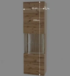 1-türige Schrank Vitrine aus Massivholz - Crokas