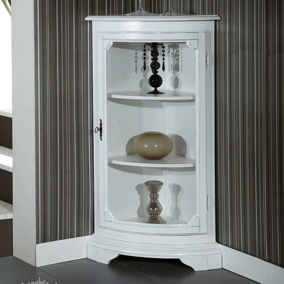 1-türige Vintage Eckvitrine niedrig - 112 cm hoch - Zarinas