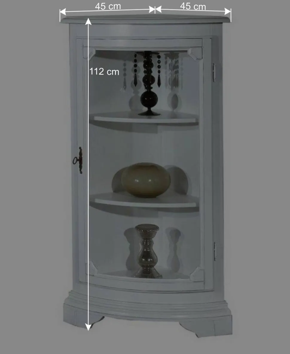 1-türige Vintage Eckvitrine niedrig - 112 cm hoch - Zarinas