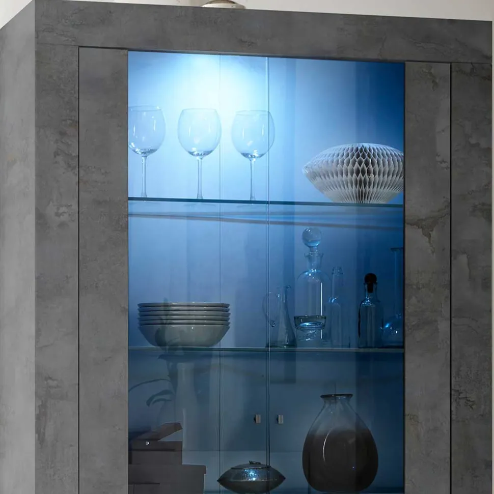 2-türige Vitrine in Dunkelgrau Dekor - Cordillera