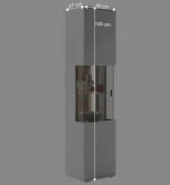 1-türige Wohnzimmervitrine 45x199x37 cm - Apulco