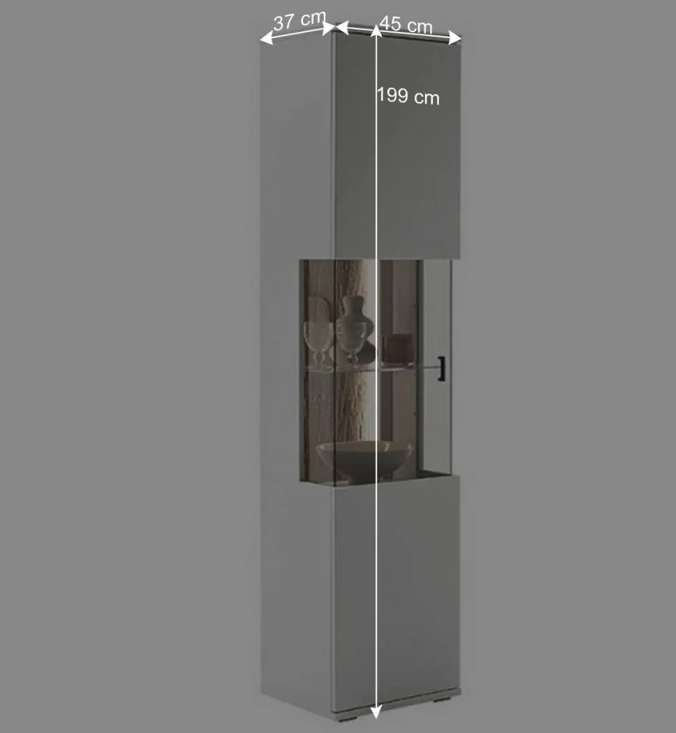 1-türige Wohnzimmervitrine 45x199x37 cm - Apulco