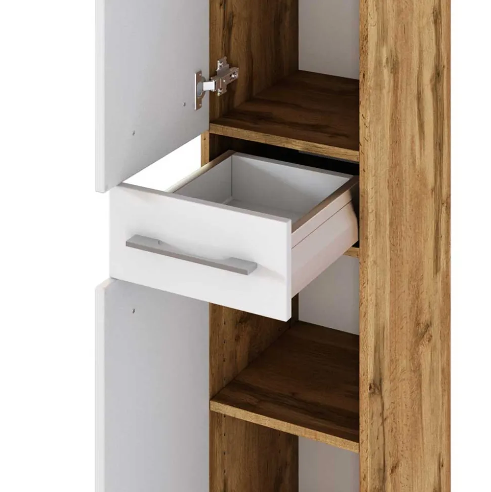 2-türiger Badezimmer-Hochschrank zweifarbig - Yazemina