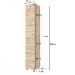 2-türiger Badezimmer-Hochschrank zweifarbig - Yazemina