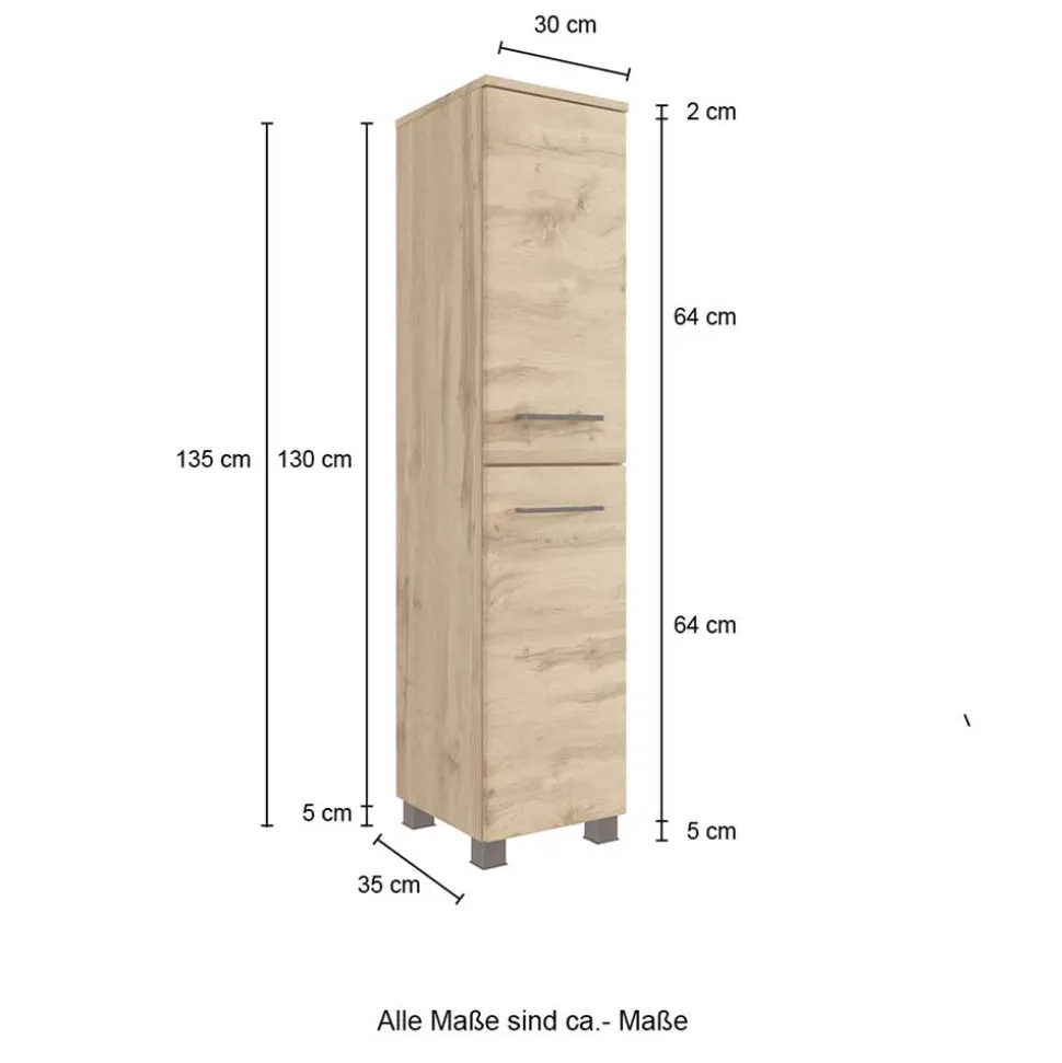 2-türiger Badschrank - 30x135x35 cm - Arazony