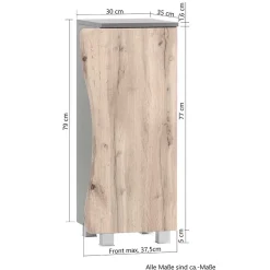 1-türiger Badschrank mit Naturkante Dekor - Breznia