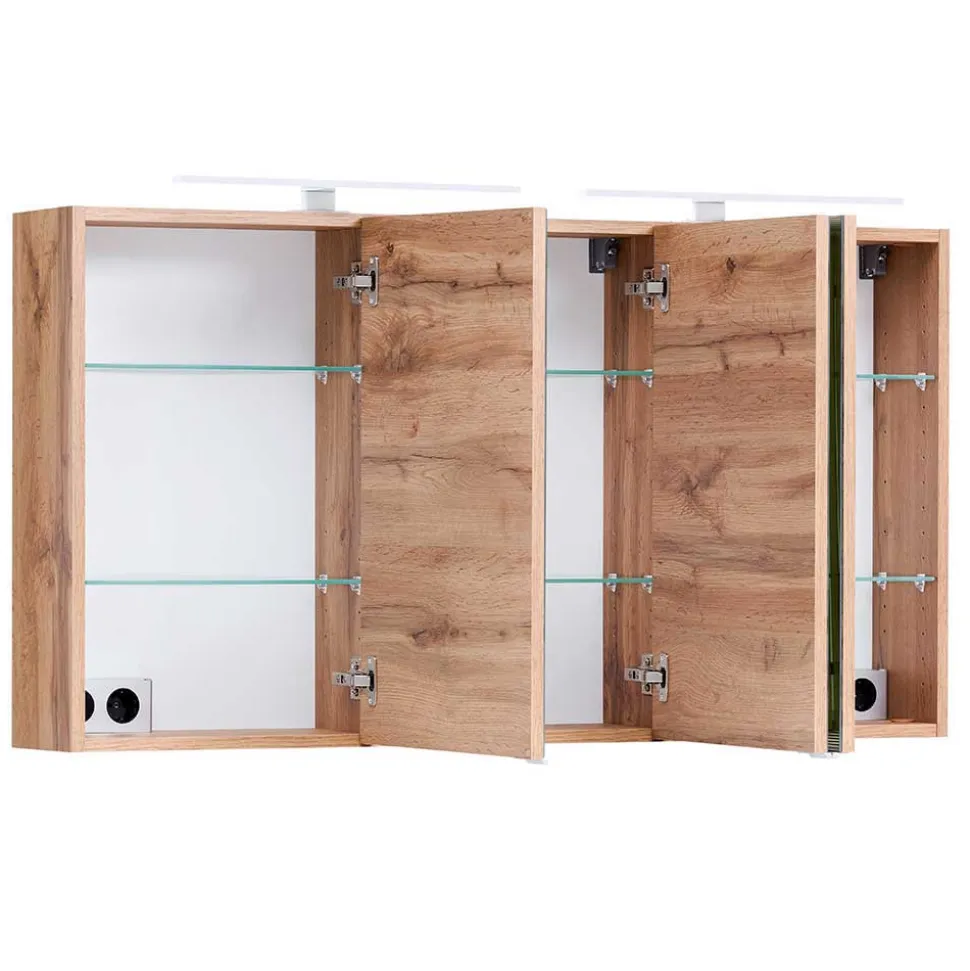 3-türiger 3D Spiegelschrank fürs Badezimmer - Drumias