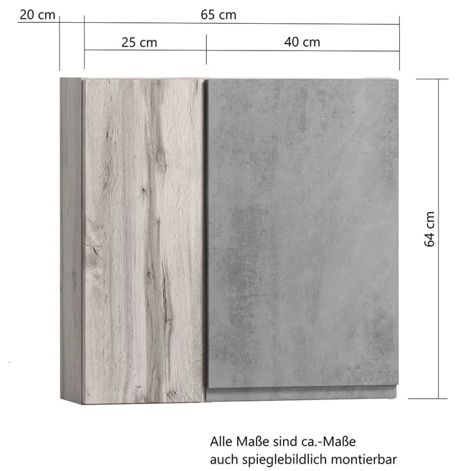 2-türiger Hängeschrank fürs Bad 65x64x20 cm - Jambi