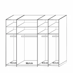 5-türiger Kleiderschrank Anglesia in Creme und Eiche