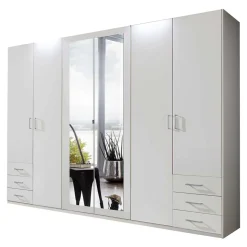 6-türiger Kleiderschrank in Weiß mit Spiegel - Furcia